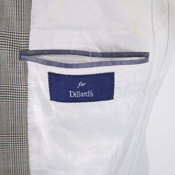 Hart Schaffner Marx Wool Black Tan Glen Plaid Blazer 38R 2 Button W/ Orange Brow - Picture 10 of 14